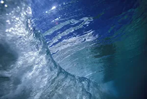 Images Dated 17th October 2003: Hawaii, View Of A Wave From Underwater Looking At Surface Down The Curl