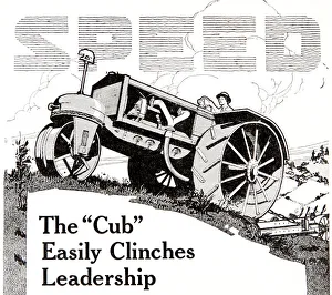 Historic Advertisement Of Cub Tractor Emphasizing Speed In The Early 20th Century Historic Advertisement Of Cub Tractor Emphasizing Speed In The Early 20th Century