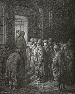 Historical Collection: Homeless Men Destitute Men Night Refuge Queuing