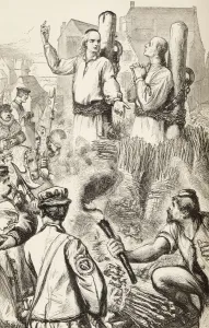Hugh Latimer And Nicholas Ridley Being Burnt At The Stake, 16 October 1555, At Oxford, England Hugh Latimer And Nicholas Ridley Being Burnt At The Stake, 16 October 1555, At Oxford, England