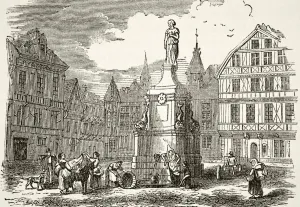 Joan Of Arc Statue In Old Market Place Rouen France In 19Th Century Joan Of Arc Statue In Old Market Place Rouen France In 19Th Century