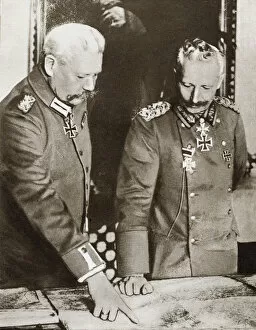 The Story Of 25 Eventful Years In Pictures Published in 1935 Collection: Kaiser Wilhelm Ii (Left) And Field Marshal Von Hindenburg Studying Maps During The First World War