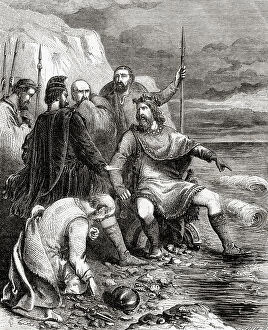 Historical Collection: King Canute Reproving Courtiers Believing Power Over The Elements