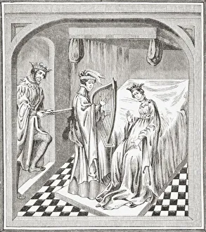 King Mark Stabbing Tristan In The Presence Of Ysolt. After A Miniature From A 15Th Century Manuscript King Mark Stabbing Tristan In The Presence Of Ysolt. After A Miniature From A 15Th Century Manuscript