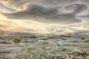 Lenticular Clouds Over The Ice Lagoon Of Jokulsarlon, Iceland Lenticular Clouds Over The Ice Lagoon Of Jokulsarlon, Iceland