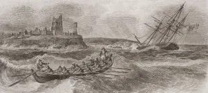Life Boat Rowing To Rescue Of Foundering Sailing Ship Life Boat Rowing To Rescue Of Foundering Sailing Ship