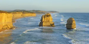 Limestone Stacks of the Twelve Apostles along the coastal shoreline at Princetown, Great Ocean Road in Victoria Limestone Stacks of the Twelve Apostles along the coastal shoreline at Princetown, Great Ocean Road in Victoria