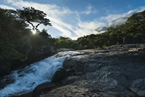 Looking Up Small Waterfall At Dawn, Likhubula, Mount Mulanje; Malawi Looking Up Small Waterfall At Dawn, Likhubula, Mount Mulanje; Malawi