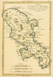 Map Of The Isle Of Martinique Circa. 1760. From 'Atlas De Toutes Les Parties Connues Du Globe Terrestre " Map Of The Isle Of Martinique Circa. 1760. From 'Atlas De Toutes Les Parties Connues Du Globe Terrestre "