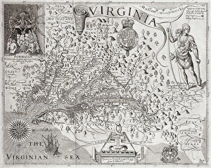 Historical Collection: Map Virginia 1606 17th Century Captain John Smith