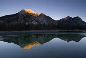 Mirror Image Of A Mountain In Water, Mount Lorette, Kananaskis, Alberta, Canada Mirror Image Of A Mountain In Water, Mount Lorette, Kananaskis, Alberta, Canada