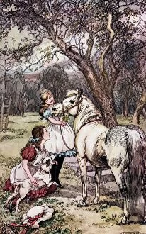 Historical Collection: In The Orchard. Illustration By Lucy Kemp Welch From The Book Black Beauty By A