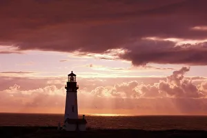 Oregon, United States Of America; Sunset Over Yaquina Head Lighthouse On The Oregon Coast Oregon, United States Of America; Sunset Over Yaquina Head Lighthouse On The Oregon Coast