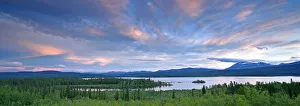 Panoramic Of Teslin Lake At Sunset, Teslin, Yukon Panoramic Of Teslin Lake At Sunset, Teslin, Yukon
