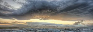 Panoramic View Of Lenticular Clouds Over The Ice Lagoon Of Jokulsarlon At Sunset, Iceland Panoramic View Of Lenticular Clouds Over The Ice Lagoon Of Jokulsarlon At Sunset, Iceland