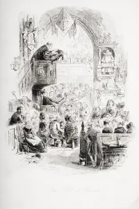Our Pew At Church. Illustration From The Charles Dickens Novel David Copperfield By H.K. Browne Known As Phiz Our Pew At Church. Illustration From The Charles Dickens Novel David Copperfield By H.K. Browne Known As Phiz
