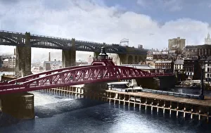 Postcard circa 1900, Victorian/Edwardian, social history Newcastle High Level and Swing Bridge over the River Tyne Postcard circa 1900, Victorian/Edwardian, social history Newcastle High Level and Swing Bridge over the River Tyne