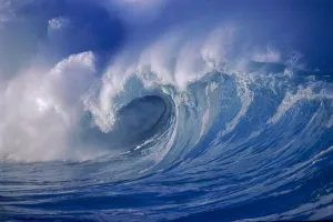 Powerful Winter Surf, Wave Crashing, Curling Close-Up Powerful Winter Surf, Wave Crashing, Curling Close-Up