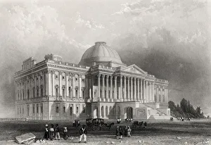 Principal Front Of The Capitol Building Washington Usa From A 19Th Century Print Engraved By R Brandard After W H Principal Front Of The Capitol Building Washington Usa From A 19Th Century Print Engraved By R Brandard After W H