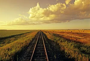 Images Dated 22nd January 2012: Railway Through Farmland, Near Carey, Manitoba