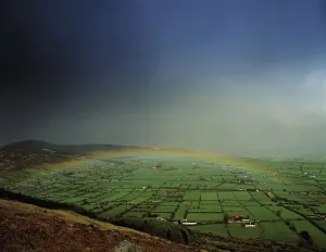 Rainbow Over Fields In Slieve Gullion, Co Armagh, Ireland Rainbow Over Fields In Slieve Gullion, Co Armagh, Ireland