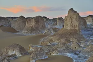 African Places And Things Collection: Rock Formations at Dusk in White Desert, Libyan Desert, Sahara Desert, New Valley Governorate, Egypt