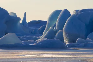 Scenic Of Large Blue Iceberg Formations Of Sheridan Glacier, Chugach Mountains Near Cordova, Southcentral Alaska Scenic Of Large Blue Iceberg Formations Of Sheridan Glacier, Chugach Mountains Near Cordova, Southcentral Alaska