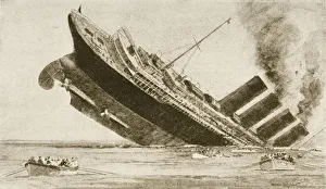Sinking Of The Lusitania May 7 1915 Drawn By Norman Wilkinson Sinking Of The Lusitania May 7 1915 Drawn By Norman Wilkinson