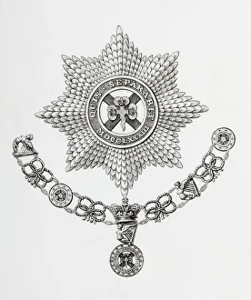 Star, Collar And Badge Of The Order Of St. Patrick. From The Cyclopaedia Or Universal Dictionary Of Arts Star, Collar And Badge Of The Order Of St. Patrick. From The Cyclopaedia Or Universal Dictionary Of Arts