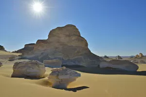 African Places And Things Collection: Sun over Rock Formations in White Desert, Libyan Desert, Sahara Desert, New Valley Governorate