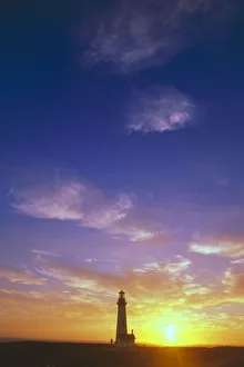 Sunset Behind Yaquina Head Lighthouse, Yaquina Bay Sunset Behind Yaquina Head Lighthouse, Yaquina Bay