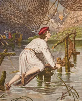 Tender Conscience Crossing The Bridge. From The Book The Pilgrim's Progress By John Bunyan Tender Conscience Crossing The Bridge. From The Book The Pilgrim's Progress By John Bunyan