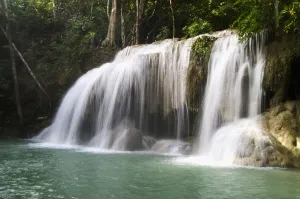 Thailand, Kanchanaburi Province, Erawan National Park, One Of The Falls From The 7-Tiered Erawan Waterfall Thailand, Kanchanaburi Province, Erawan National Park, One Of The Falls From The 7-Tiered Erawan Waterfall