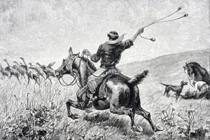 Throwing The Bolas Engraving From Journal Of Researches By Charles Darwin Published By Nelson & Sons 1890 Throwing The Bolas Engraving From Journal Of Researches By Charles Darwin Published By Nelson & Sons 1890