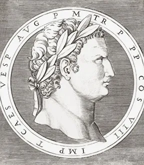 Titus, 39 - 81 AD. Roman Emperor, after a 16th century engraving by Marcantonio Raimondi; Illustration Titus, 39 - 81 AD. Roman Emperor, after a 16th century engraving by Marcantonio Raimondi; Illustration