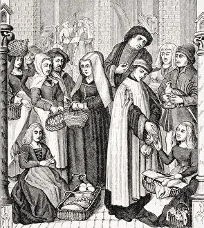 Toll On Markets Levied By A Cleric From A 15Th Century Painted Window In The Cathedral Toll On Markets Levied By A Cleric From A 15Th Century Painted Window In The Cathedral