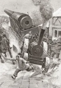 Tractor Hauling Cannon In Late 19Th Century Loses Control. From The Strand Magazine Tractor Hauling Cannon In Late 19Th Century Loses Control. From The Strand Magazine
