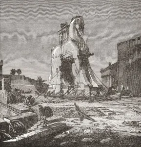 The Trojan horse. An incident in the Trojan War written about by both Homer and Virgil The Trojan horse. An incident in the Trojan War written about by both Homer and Virgil