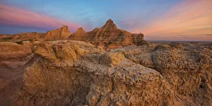 Twilight over the hoodoos and rock formations in badlands national park; south dakota united states of america Twilight over the hoodoos and rock formations in badlands national park; south dakota united states of america