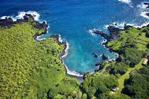 USA, Hawaii, Aerial View of Waianapanapa State Park; Maui USA, Hawaii, Aerial View of Waianapanapa State Park; Maui
