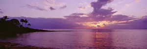 USA, Hawaii, Purple Sunset Over Ocean; Maui, Kapalua Beach USA, Hawaii, Purple Sunset Over Ocean; Maui, Kapalua Beach