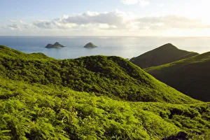 USA, Hawaii, View of mountains and Mokulua Islands; Lanikai USA, Hawaii, View of mountains and Mokulua Islands; Lanikai