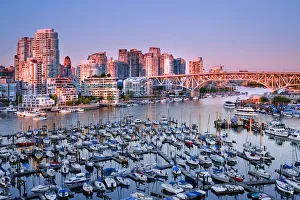 Vancouver Downtown And False Creek Marinas, View From Burrard St. Bridge, Vancouver, British Columbia Vancouver Downtown And False Creek Marinas, View From Burrard St. Bridge, Vancouver, British Columbia