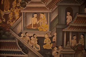 Wall mural detail in the Wat Pho temple in Thailand Wall mural detail in the Wat Pho temple in Thailand