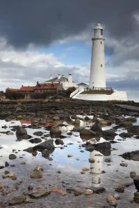 Whitley Bay, Northumberland, England; St. Mary's Lighthouse Whitley Bay, Northumberland, England; St. Mary's Lighthouse
