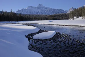 Winter On The Athabasca River In The Canadian Rockies, Jasper National Park, Alberta Winter On The Athabasca River In The Canadian Rockies, Jasper National Park, Alberta