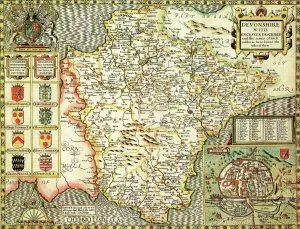 Devon Historical Map Print 1610