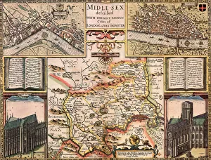 Middlesex Historical John Speed 1610 Map Middlesex Historical John Speed 1610 Map