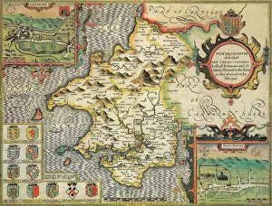 Pembrokeshire Historical John Speed 1610 Map Pembrokeshire Historical John Speed 1610 Map