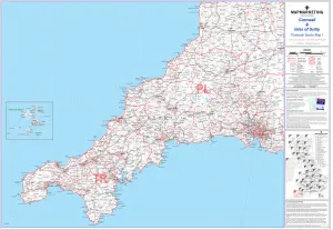 Cornwall and Scilly Isles Postcode Sector Map Print